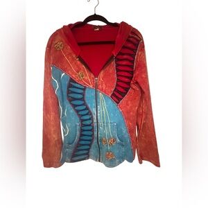 Rising International Red and Blue Hoodie Jacket